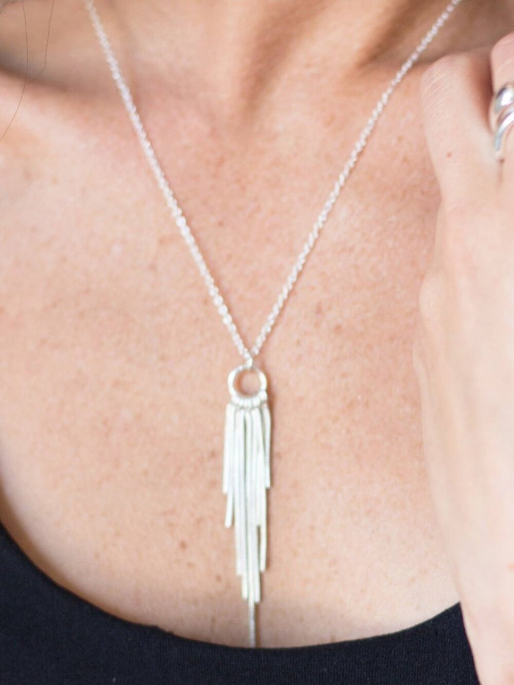 Olina .925 Sterling Silver Tassel Necklace, Boutique